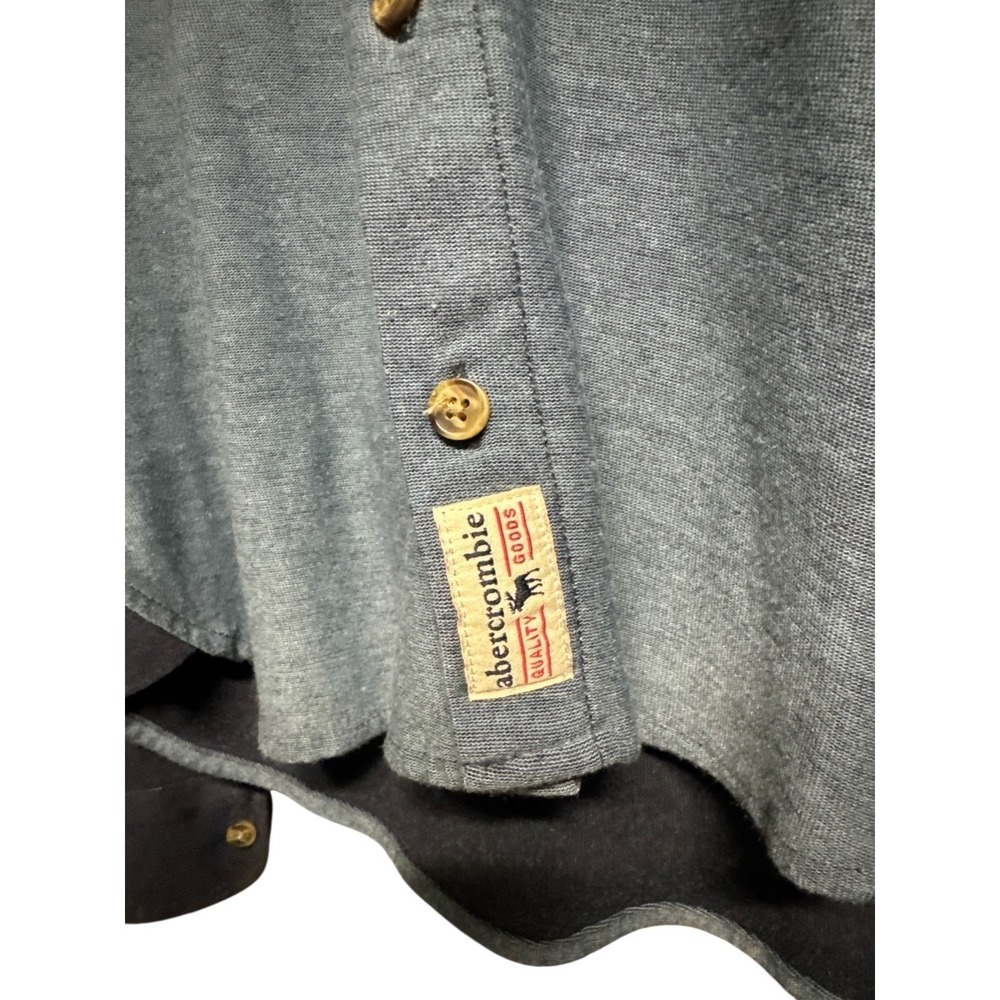Abercrombie Kids Gray Two Tone Button Down Shirt Long Sleeve Moose Logo 15/16 - Picture 6 of 7